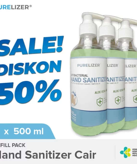 PURELIZER Hand Sanitizer 500ml Handsanitizer Pump 500 ml [PAKET 3 Pcs]