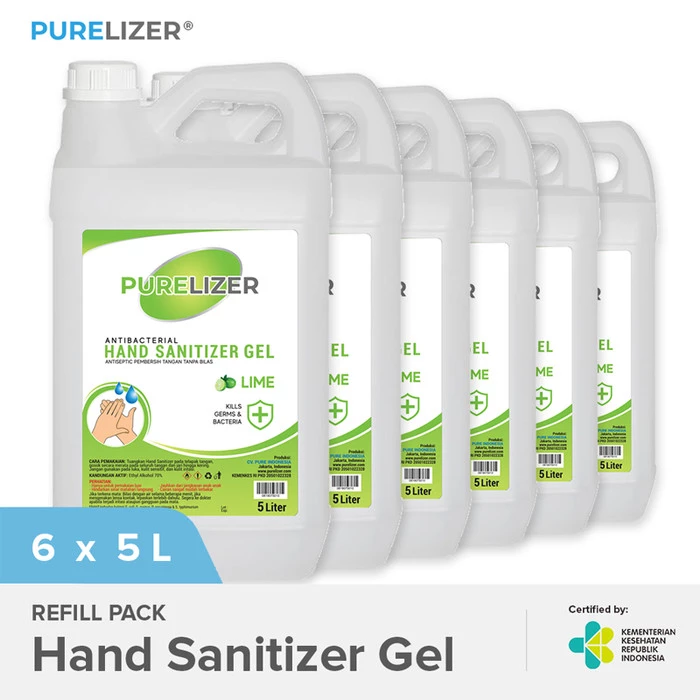 Hand Sanitizer Gel 30 Liter PURELIZER Refill Handsanitizer 5L x6 pcs