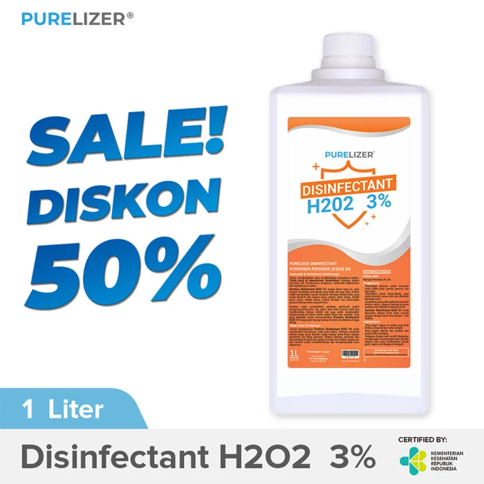 PURELIZER® Disinfectant H2O2 3% 1 Liter Disinfektan Food Grade 1L